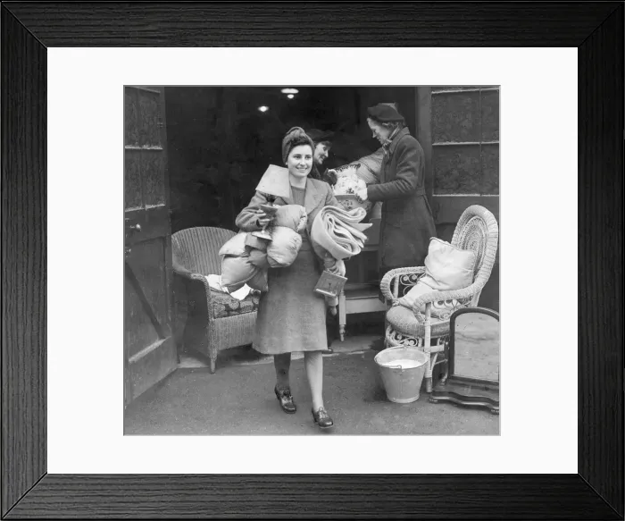 Framed Print : Memebrs of the Womens Voluntary service brings pillows Framed Print : Memebrs of the Womens Voluntary service brings pillows