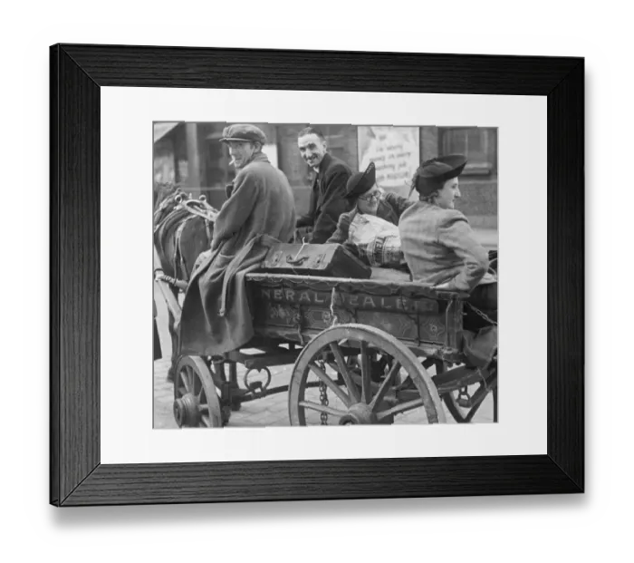 Framed Print : An East End family leaving the city with their belongings on the back of a horse Framed Print : An East End family leaving the city with their belongings on the back of a horse