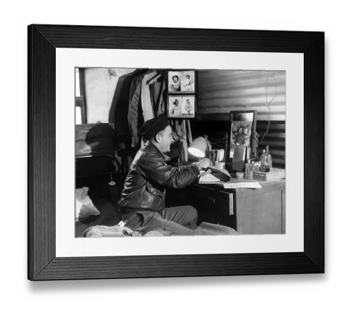 Framed Print : American Eighth Army Air Force troops in England American air crew member Framed Print : American Eighth Army Air Force troops in England American air crew member