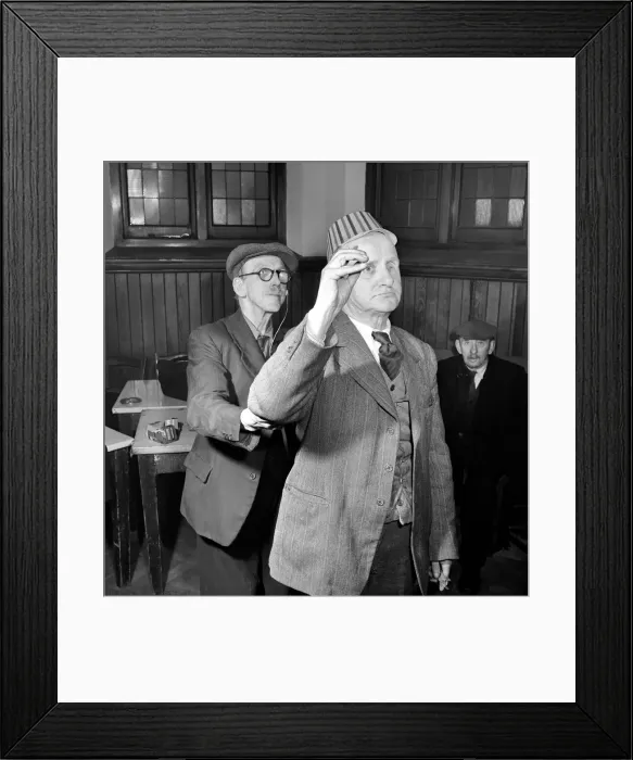 Framed Print : Pub Games: Darts: Blind darts players. 1954 A62-002 Local Caption Greeting Cards Framed Print : Pub Games: Darts: Blind darts players. 1954 A62-002 Local Caption Greeting Cards