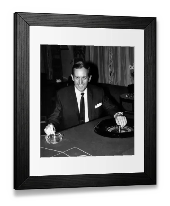 Framed Print : Paul Raymond in casino July 1962 Gambling Smoking Cigarette Roulette Wheel