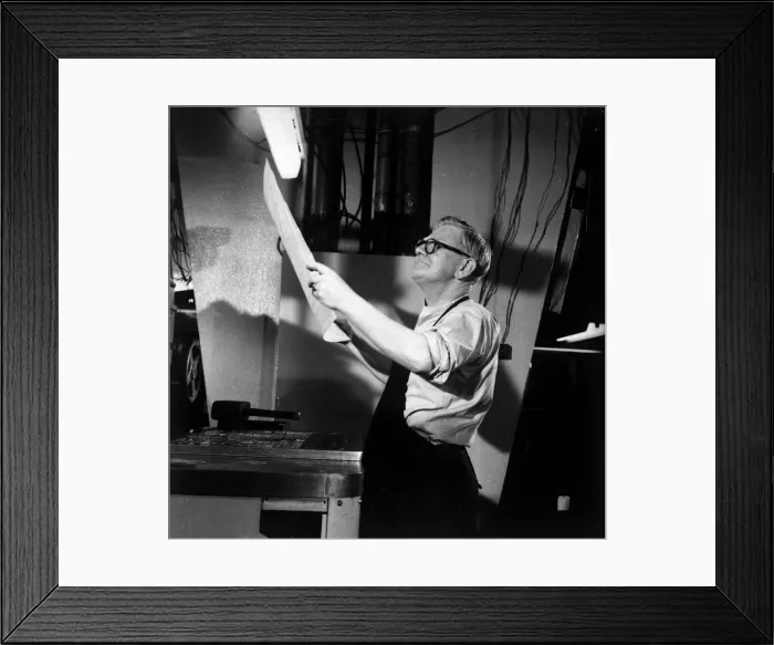 Framed Print : Daily Mirror Newspaper A printer proof checks a page before sending it to Framed Print : Daily Mirror Newspaper A printer proof checks a page before sending it to
