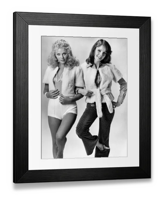 Framed Print : Nice and cuddly: Jenny. Near right wears a soft blue borg bolero - the perfect cover for