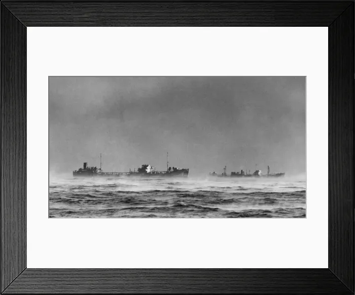 Framed Print : British Royal Navy ships passing through Arctic fog while on convoy duty in the Nothern Framed Print : British Royal Navy ships passing through Arctic fog while on convoy duty in the Nothern