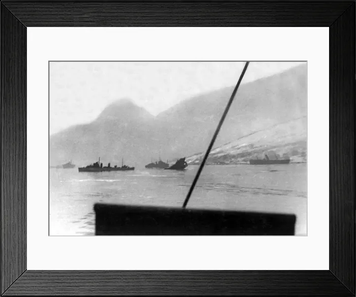 Framed Print : British Royal Navy ships HMS Cossack and HMS Forester (left Framed Print : British Royal Navy ships HMS Cossack and HMS Forester (left