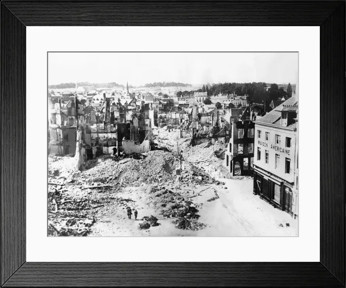 Framed Print : Louvain the subject of mass destruction by the German army over a period of five days Framed Print : Louvain the subject of mass destruction by the German army over a period of five days