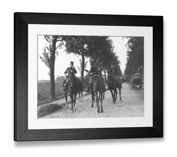 Framed Print : World War One Belgian cavalry soldiers during the Battle of Audegem in Belgium Framed Print : World War One Belgian cavalry soldiers during the Battle of Audegem in Belgium