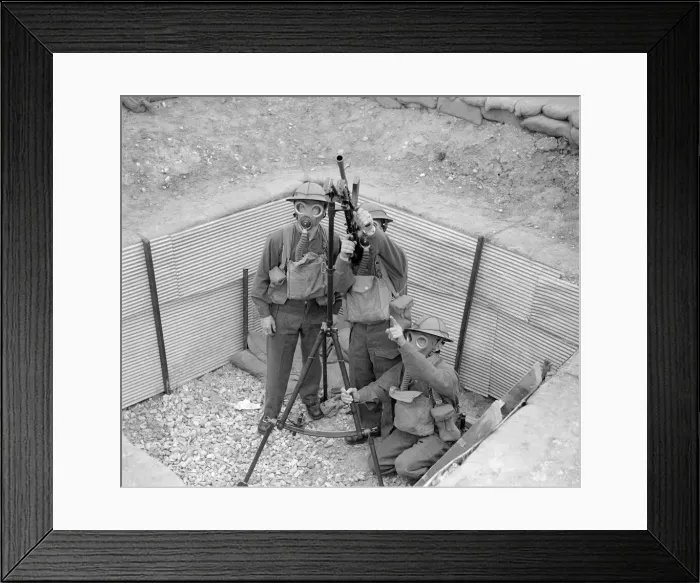 Framed Print : Men from The Home Guard training with a Bren Gun. W378K. c. 1942 Framed Print : Men from The Home Guard training with a Bren Gun. W378K. c. 1942