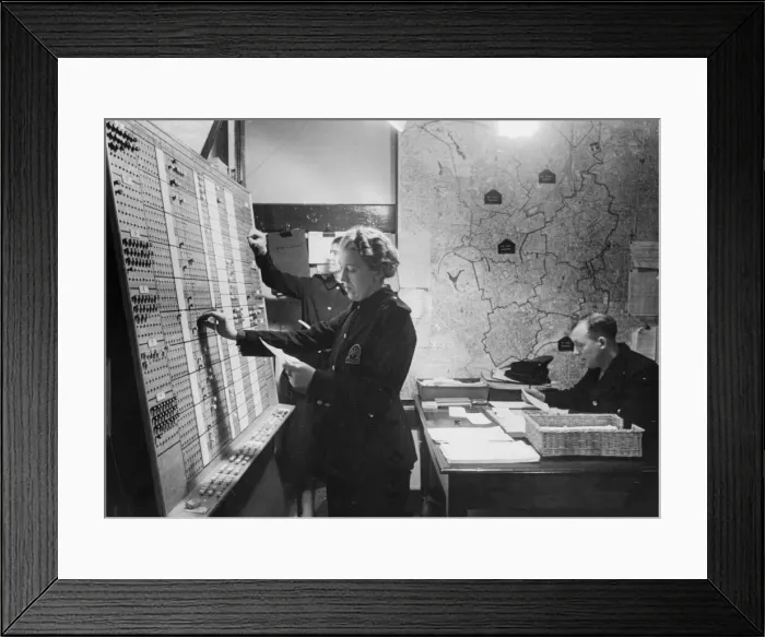 Framed Print : Control room of a Superintendant Station. Push buttons are used as fire appliances are