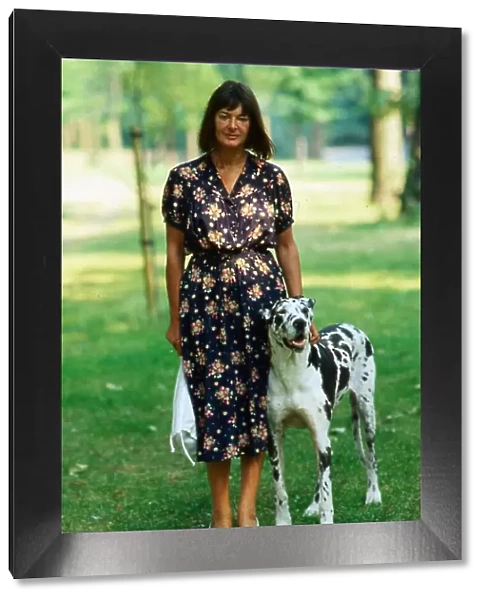 Verity Lambert walking her dog July 1984