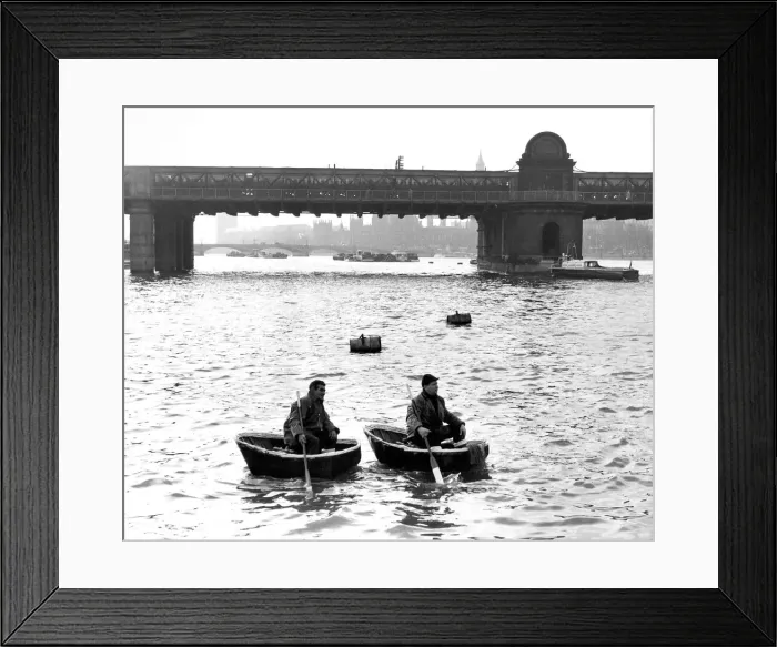Framed Print : Coracles being paddled for the first time on the River Thames Framed Print : Coracles being paddled for the first time on the River Thames