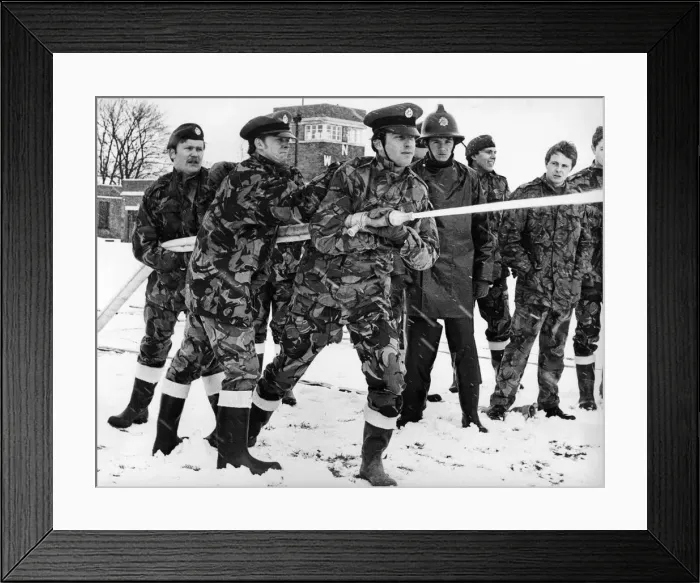 Framed Print : Army personnel train to take over the duties of the firefighter once again unless a Framed Print : Army personnel train to take over the duties of the firefighter once again unless a