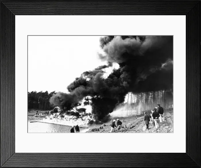 Framed Print : Firefighters attend a training session in the North East dealing with boat Framed Print : Firefighters attend a training session in the North East dealing with boat