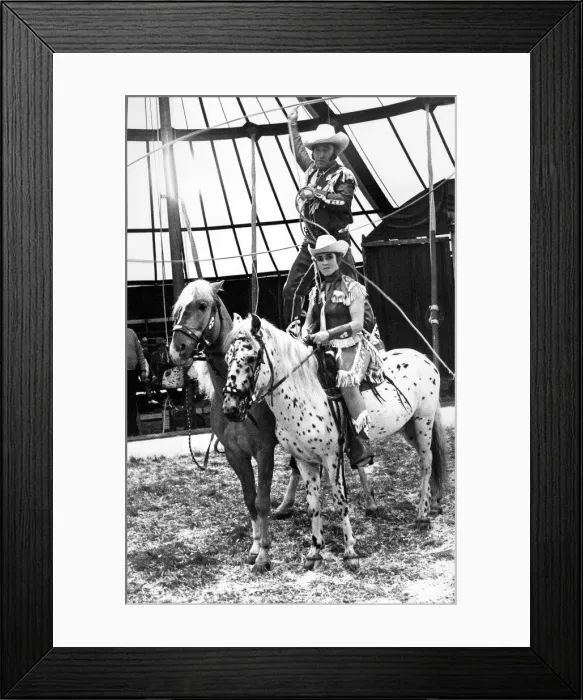 Framed Print : Julius and Brenda Heeni with their cowboy act Framed Print : Julius and Brenda Heeni with their cowboy act