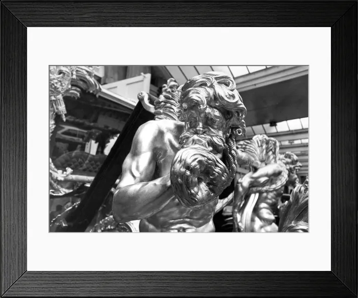 Framed Print : A close-up of one of the two figures at the front of The State Coach which was finished Framed Print : A close-up of one of the two figures at the front of The State Coach which was finished