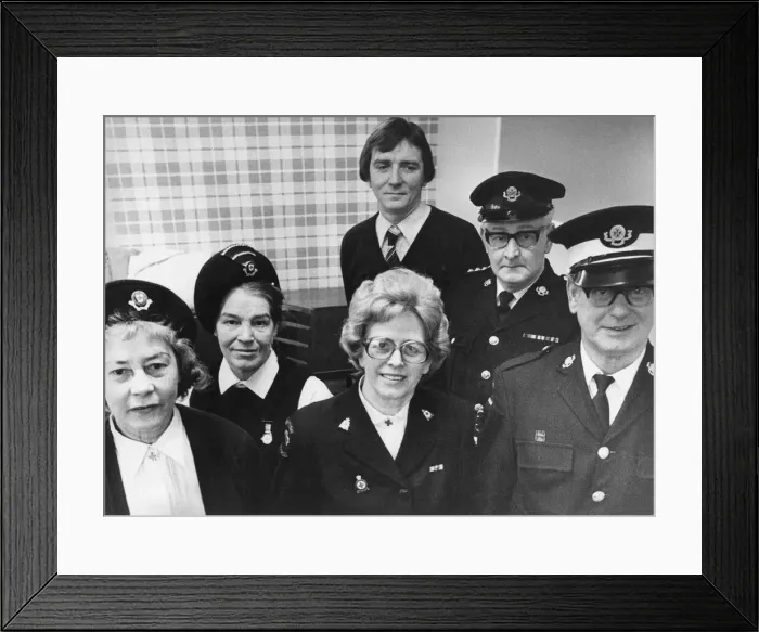 Framed Print : Emergency Services team - (l - r) Irene Haak, Whickham Red Cross, June Thompson