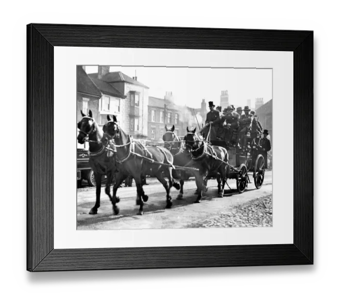 Framed Print : Riding the Fair'in the old stagecoach - a picturesque custom at Yarm Fair Framed Print : Riding the Fair'in the old stagecoach - a picturesque custom at Yarm Fair