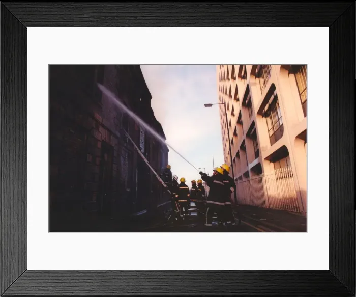 Framed Print : Firefighters tackle a warehouse blaze in Newcastle Framed Print : Firefighters tackle a warehouse blaze in Newcastle
