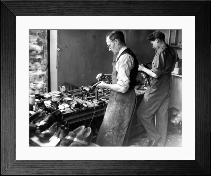 Framed Print : The cobbler Mr. William Bell cobbles hard all day but no longer at night Framed Print : The cobbler Mr. William Bell cobbles hard all day but no longer at night