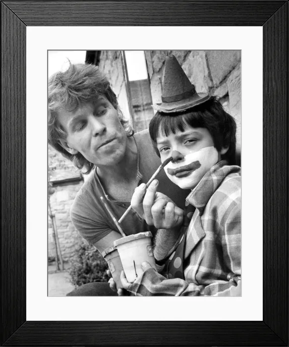 Framed Print : Washington circus teach-in. 10 year old David Fleetham of Washington has his make-up Framed Print : Washington circus teach-in. 10 year old David Fleetham of Washington has his make-up