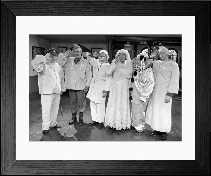 Framed Print : Members of the cast of the popular television comedy series Dads Army appear in a special