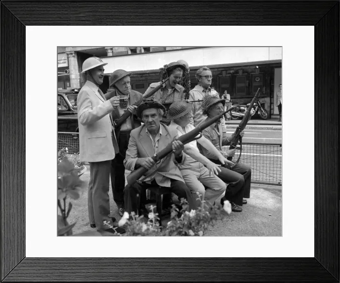 Framed Print : Members of the theatre cast for the West End stage production of the popular television