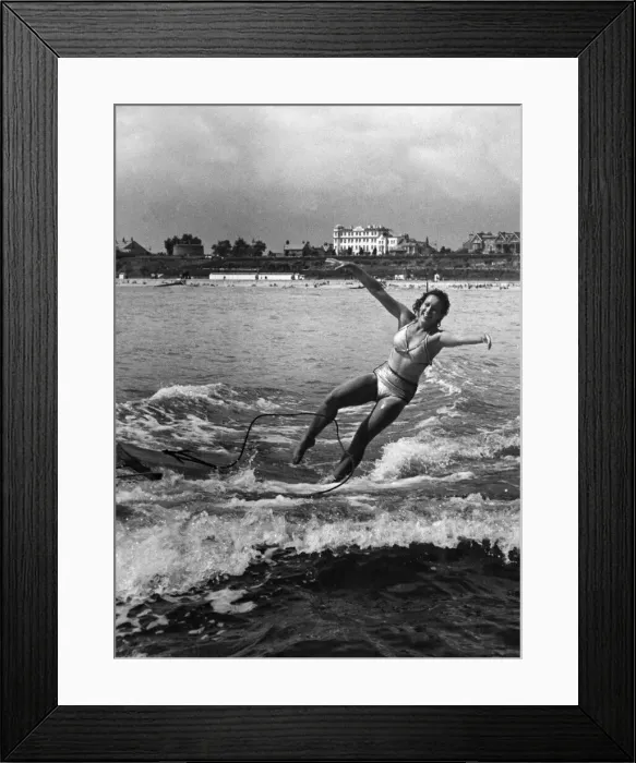 Framed Print : The speed boat was too fast for the skiier and she has to let go of the rope. P009972 Framed Print : The speed boat was too fast for the skiier and she has to let go of the rope. P009972