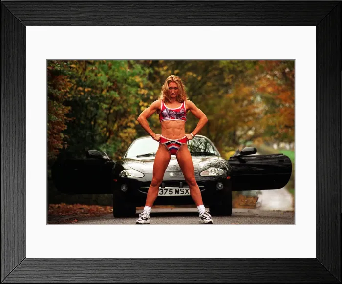 Framed Print : Gladiator Siren aka Ali Paton November 1997 Standing in front of Jaguar XK8 Hands Framed Print : Gladiator Siren aka Ali Paton November 1997 Standing in front of Jaguar XK8 Hands