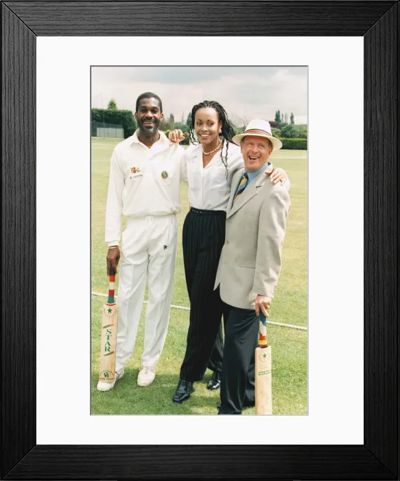 Framed Print : Geoff Boycott with Michael Holding and Gladiator Rio 1998 Boycott Cricket Legend