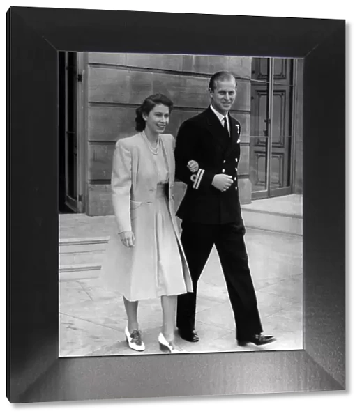Princess Elizabeth and her fiance Lieutenant Philip Mountbatten announce their engagement