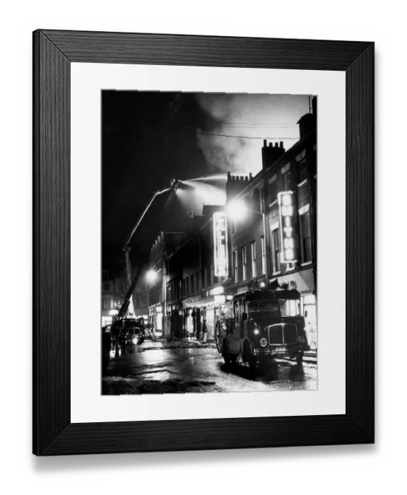 Framed Print : Firefighters tackle a fire at Callers furniture store on Northumberland Street in Framed Print : Firefighters tackle a fire at Callers furniture store on Northumberland Street in