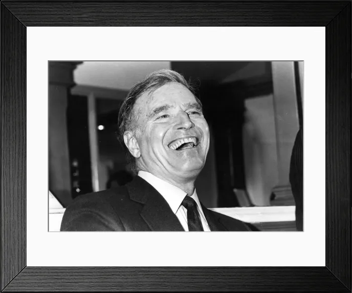 Framed Print : Charlton Heston during a press interview at Theatre Royal