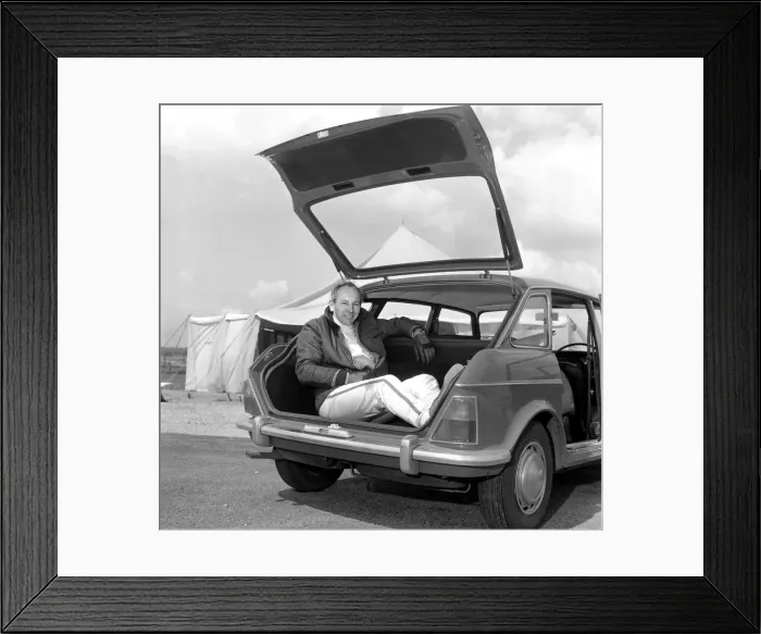 Framed Print : John Surtees gives the new Austin Maxi the once over the Thruxton Motor Circuit, Hants Framed Print : John Surtees gives the new Austin Maxi the once over the Thruxton Motor Circuit, Hants