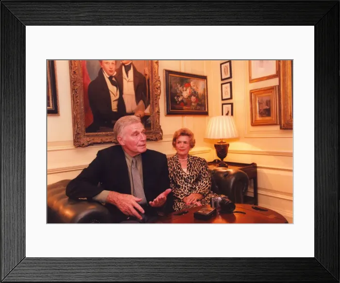 Framed Print : Charlton Heston with his wife Lydia at the Dorchester Hotel in London Framed Print : Charlton Heston with his wife Lydia at the Dorchester Hotel in London
