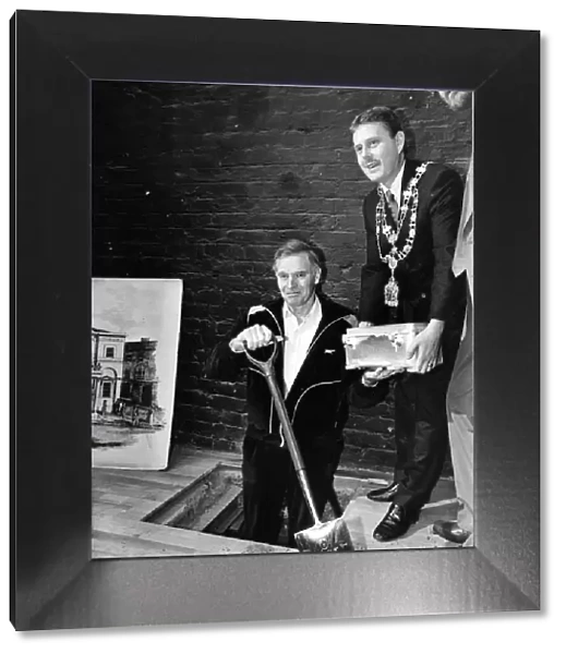 Charlton Heston and Coun Derek Webster with the Theatre Royal Time Capsule