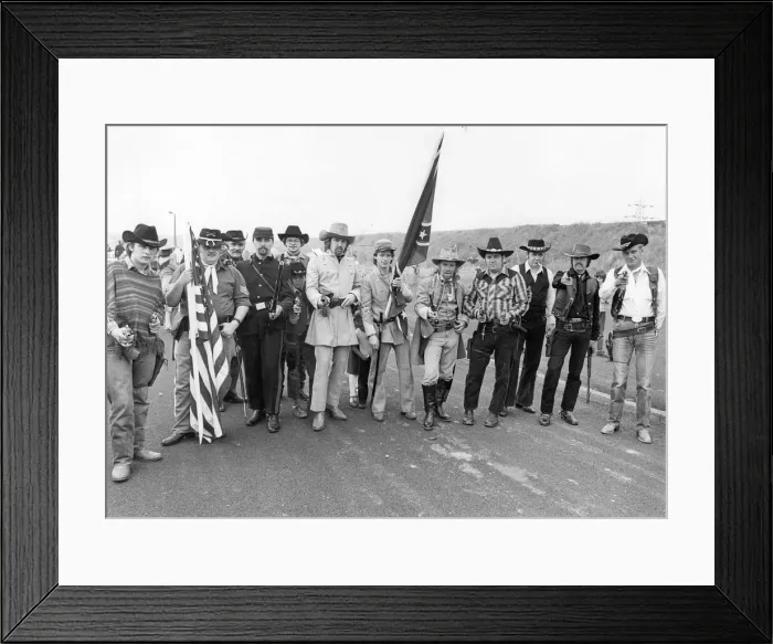 Framed Print : Members of the Hedworth Gunfighters Club line up for a parade Framed Print : Members of the Hedworth Gunfighters Club line up for a parade