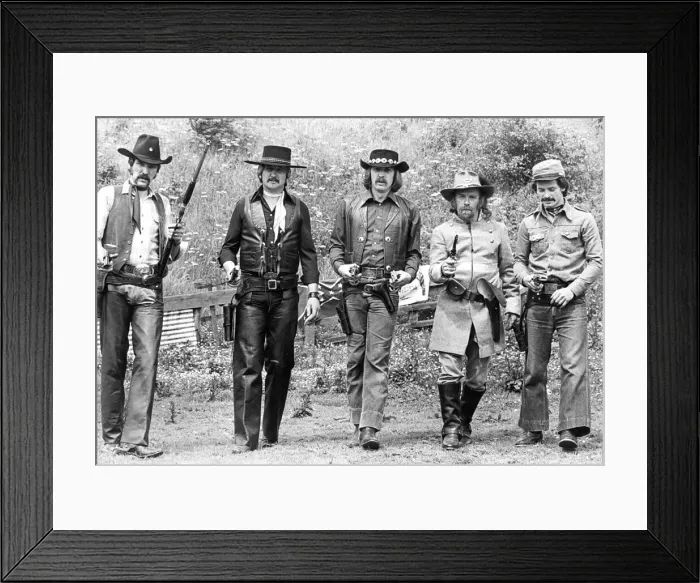 Framed Print : Members of the Hedwoth Gun Fighters Club line-up ready for action Framed Print : Members of the Hedwoth Gun Fighters Club line-up ready for action