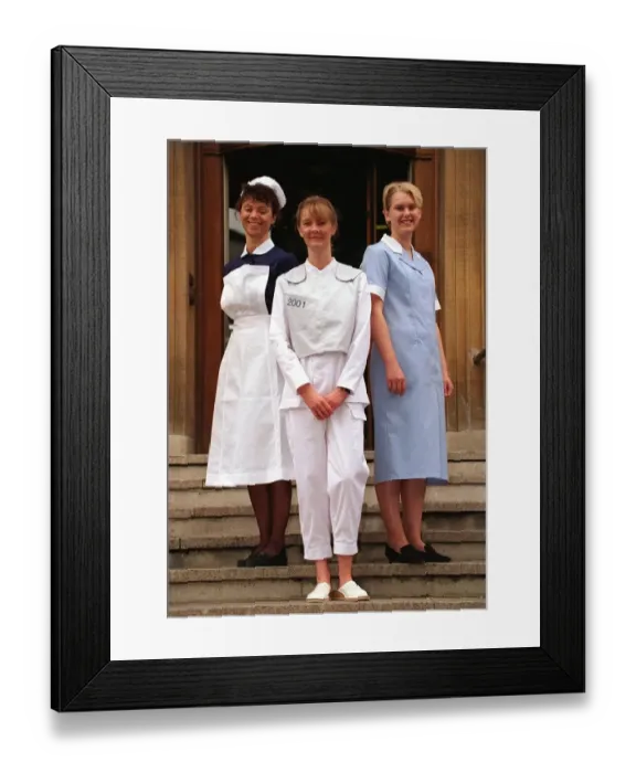 Framed Print : A photcall for nurses uniform at the roof garden at the Royal Marsden NHS trust on Fulham Framed Print : A photcall for nurses uniform at the roof garden at the Royal Marsden NHS trust on Fulham