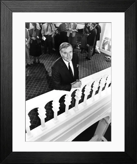 Framed Print : Charlton Heston during a press interview at Theatre Royal