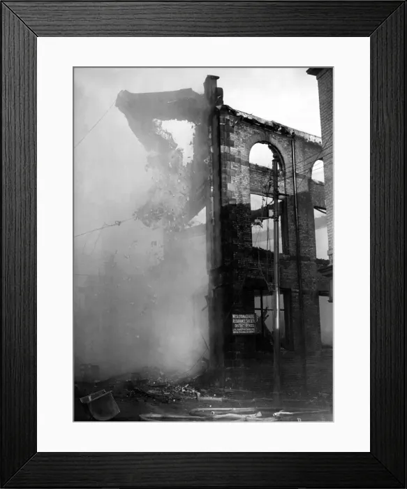 Framed Print : Firefighters batlle to contain the fire at the Appletons warehouse buildings on New Framed Print : Firefighters batlle to contain the fire at the Appletons warehouse buildings on New