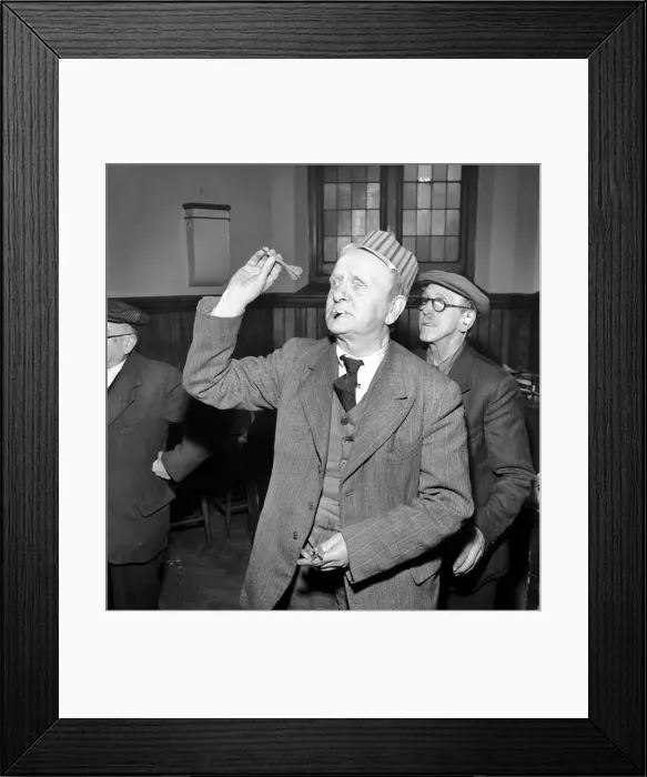 Framed Print : Pub Games: Darts: Blind darts players. 1954 A62-003 Local Caption Greeting Cards Framed Print : Pub Games: Darts: Blind darts players. 1954 A62-003 Local Caption Greeting Cards