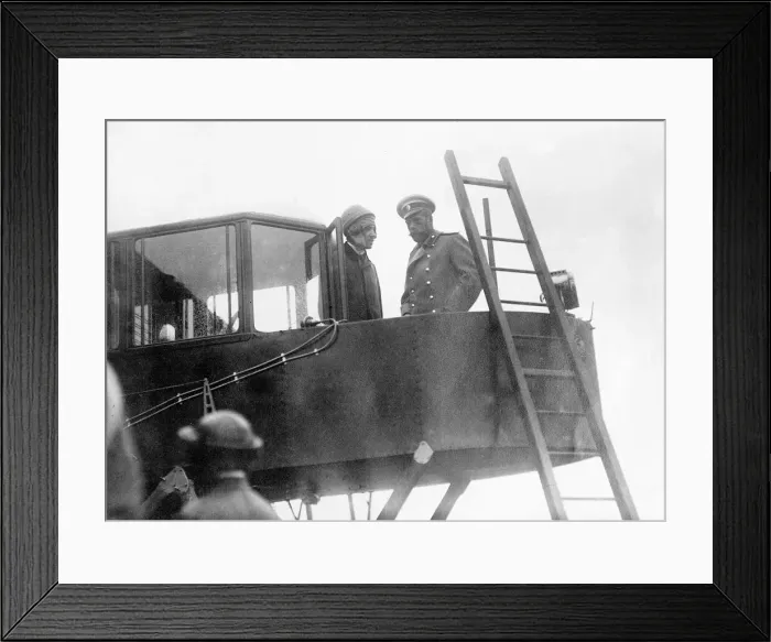 Framed Print : Russian leader Tsar Nicholas II inspects an aeroplane during World War One Circa