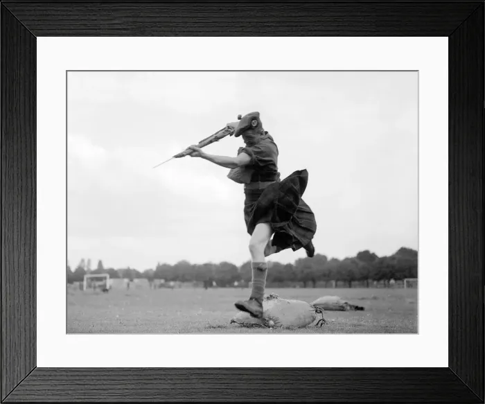 Framed Print : British Soldier from an unknown Scottish regiment bayonet charging during training Framed Print : British Soldier from an unknown Scottish regiment bayonet charging during training