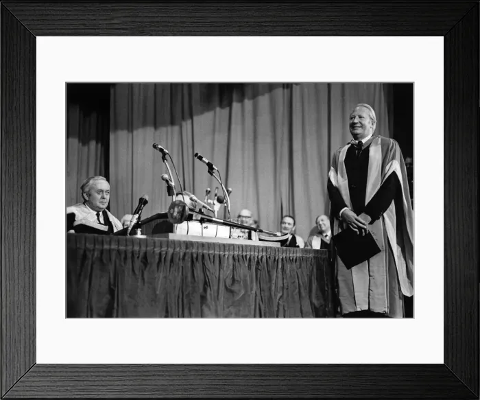 Framed Print : People. Harold Wilson Confers degree on Edward Heath at Braford University