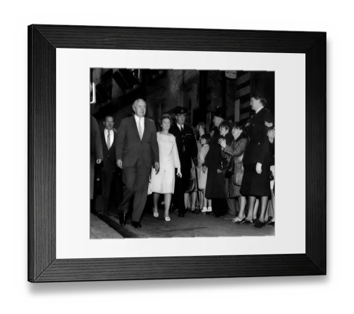 Framed Print : British Prime Minister Harold Wilson arriving to officially reopen the Cavern Club in