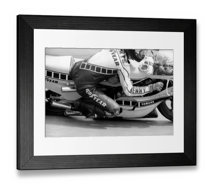 Framed Print : Riding a 750 Yamaha, American rider Kenny Roberts wins the Formula 750 World Championship