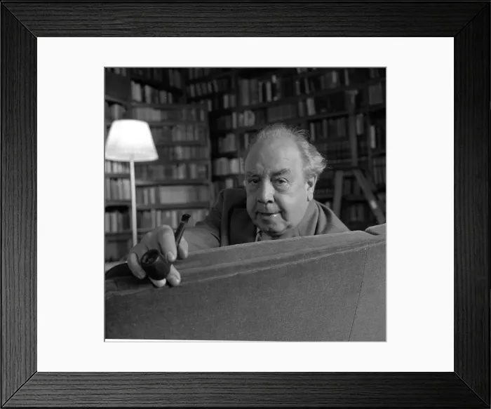 Framed Print : Author and broadcaster JB Priestley seen here at home celebrating his 70th birthday