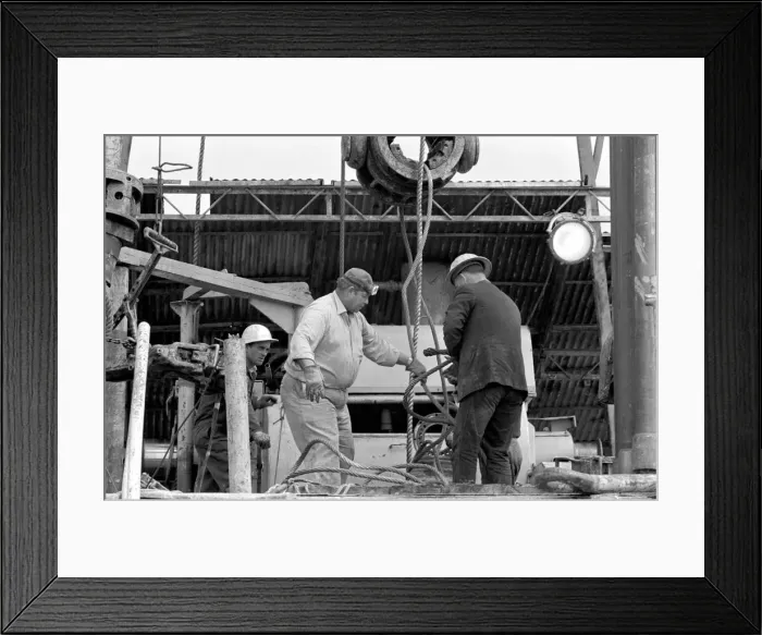 Framed Print : Oil well drilling for oil in Ireland. Tough Gordon Bennett (on left