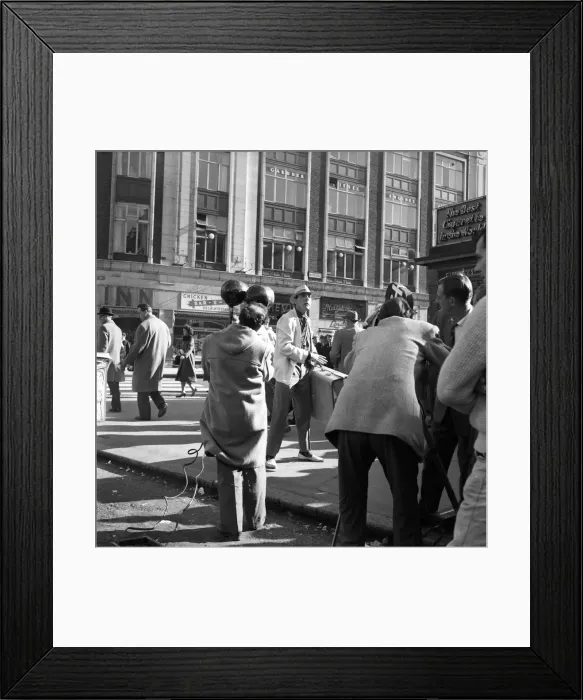 Framed Print : Eric Sykes: On location at Victoria Station the M. G. M. film nVillage of Daughteri Framed Print : Eric Sykes: On location at Victoria Station the M. G. M. film nVillage of Daughteri