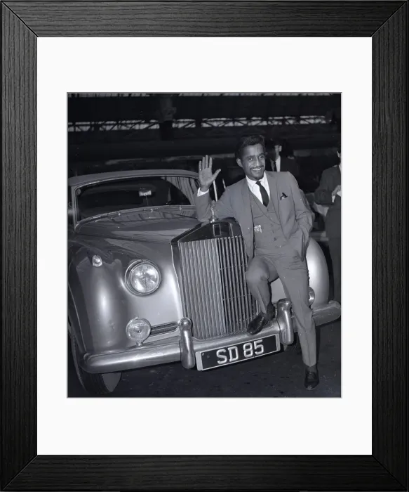 Framed Print : Sammy Davis Jnr with his new Rolls Royce outside Piccadilly station, Manchester Framed Print : Sammy Davis Jnr with his new Rolls Royce outside Piccadilly station, Manchester